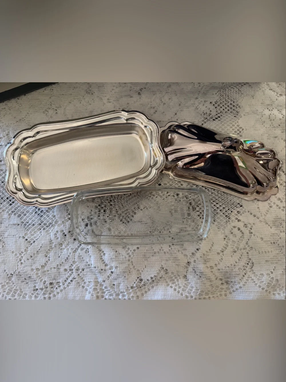 Gorham Silver Plated Covered Butter Dish with Decorative Tray